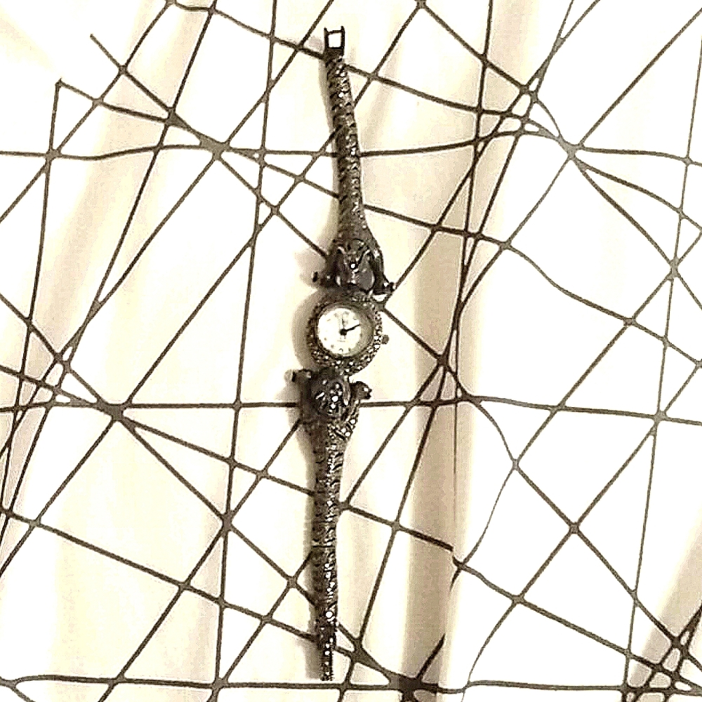 Ladies Vintage Marcasite Silver Watch